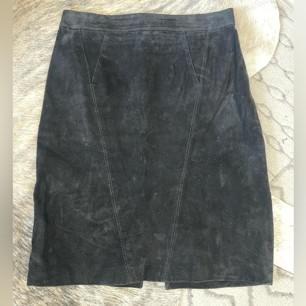 Vintage ADA Suede Pencil Leather Skirt Made in Korea Size 13
